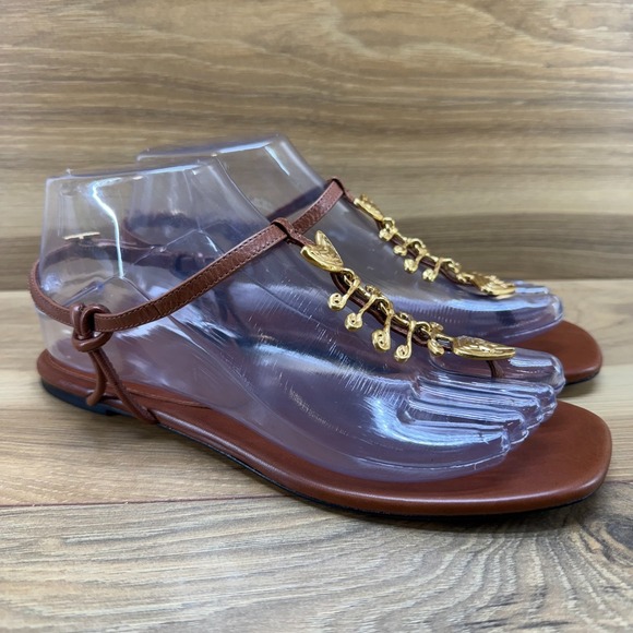 Tory Burch Shoes - Tory Burch Capri Fish Sandals Womens 7 M Goat Leather Light Pecan